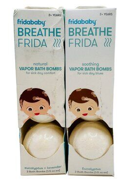 2 pack Fridababy Breathe Frida Soothing Vapor Bath Bombs Eucalyptus & Lavender